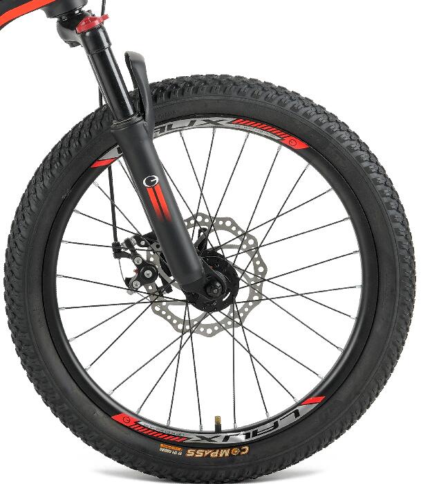 suspension fork with lockout and disc brake and Wanda tire